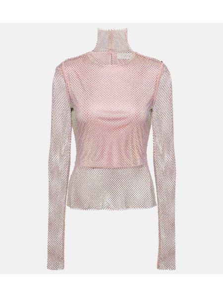 Tīkliņa džemperis ar augstu apkakli Sportmax rozā