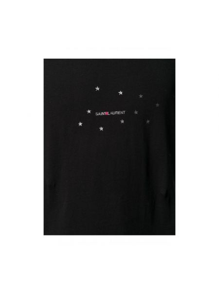 Camiseta de algodón de estrellas Saint Laurent negro