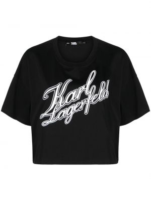 Tricou din bumbac cu imagine Karl Lagerfeld negru