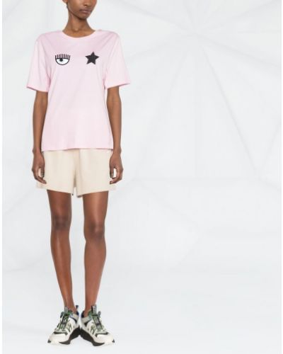 T-shirt en coton à imprimé Chiara Ferragni rose