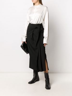 Falda midi plisada Yohji Yamamoto negro