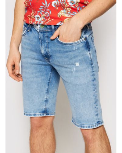 Slim fit priliehavé džínsové šortky Pepe Jeans modrá