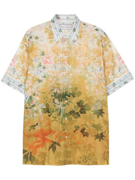 Pamučna košulja s cvjetnim printom s printom Pierre-louis Mascia žuta
