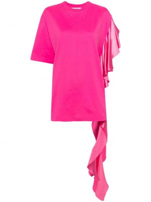Kokvilnas t-krekls ar drapējumu Msgm rozā