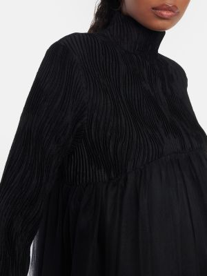 Volnena midi obleka iz tila Noir Kei Ninomiya črna