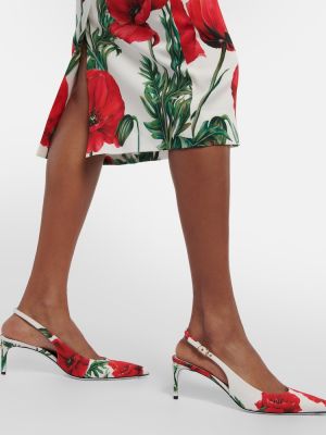Pantofi cu toc cu model floral slingback Dolce&gabbana alb