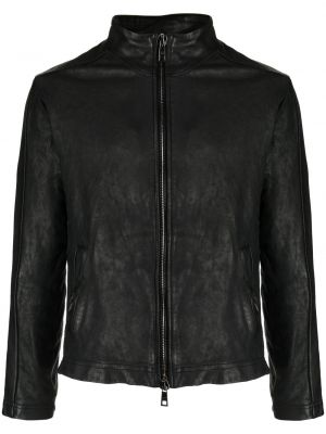 Kožená bunda na zips Giorgio Brato čierna