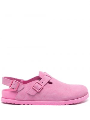 Semišové sandály s otevřenou patou Birkenstock růžové