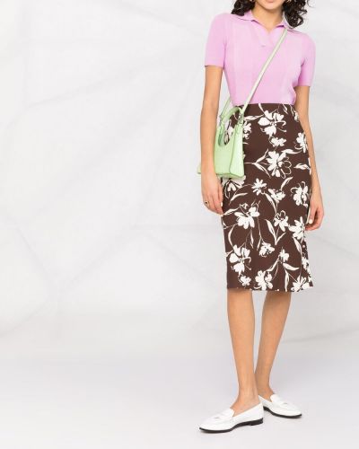 Falda midi de flores con estampado Ralph Lauren Collection marrón