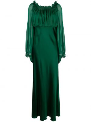 Drapované šifonové hedvábné večerní šaty Alberta Ferretti zelené
