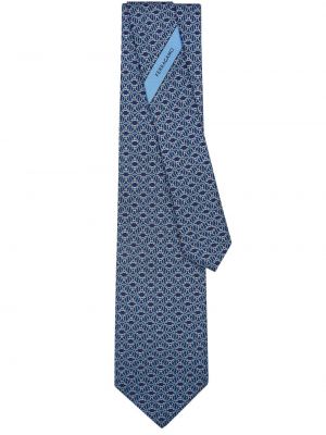 Cravate en soie à imprimé Ferragamo bleu