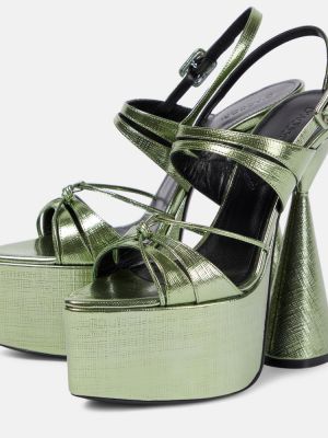 Kožené sandály na platformě D'accori zelené