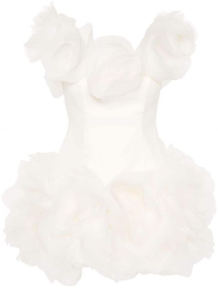 Sukienka mini w kwiatki z krepy Ana Radu biała