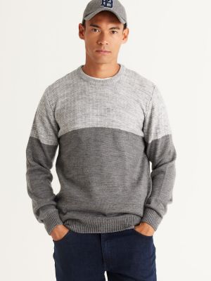 Priliehavý sveter so slieňovým vzorom Ac&co / Altınyıldız Classics sivá