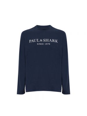 Longsleeve bawełniana z nadrukiem Paul & Shark niebieska