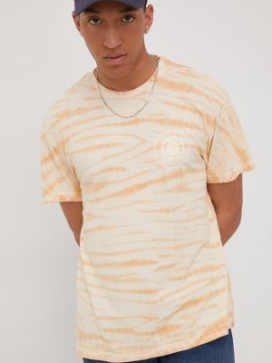 Lee t-shirt bawełniany kolor pomarańczowy z nadrukiem