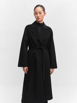 Gyapjú kabát Mango fekete
