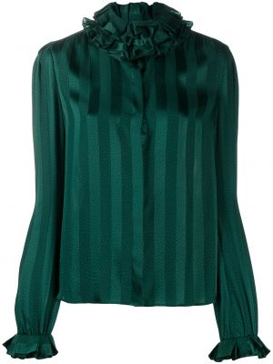Копринена блуза с волани Saint Laurent
