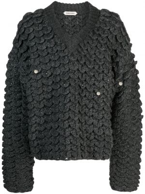 Chunky pulover z v-izrezom Namacheko siva