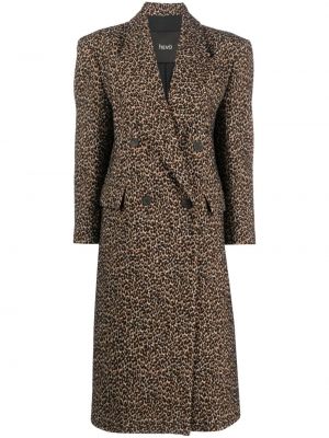 Vlnený kabát s potlačou s leopardím vzorom Hevo