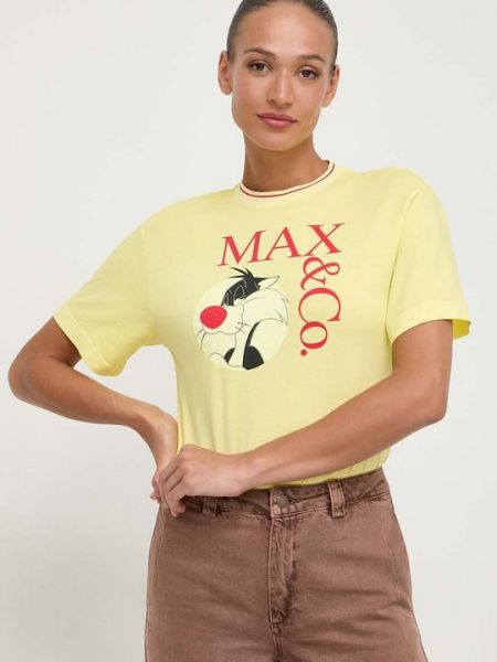Хлопковая футболка Max&co желтая
