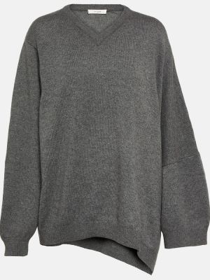 Асиметричен кашмирен пуловер The Row сиво