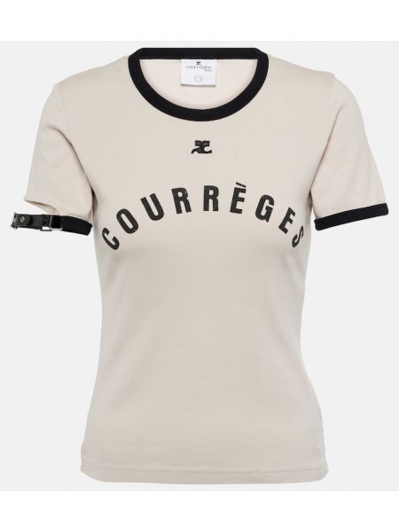 T-shirt di cotone in jersey con fibbia Courrèges