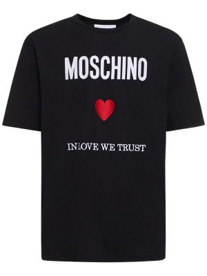 Памучна тениска от джърси Moschino черно