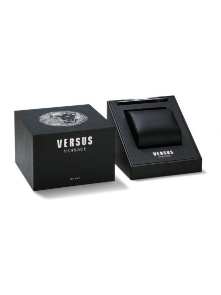 Relojes de cuero de acero inoxidable con hebilla Versus Versace negro