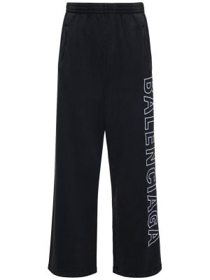 Pantaloni sport din bumbac cu croială lejeră din bumbac Balenciaga negru