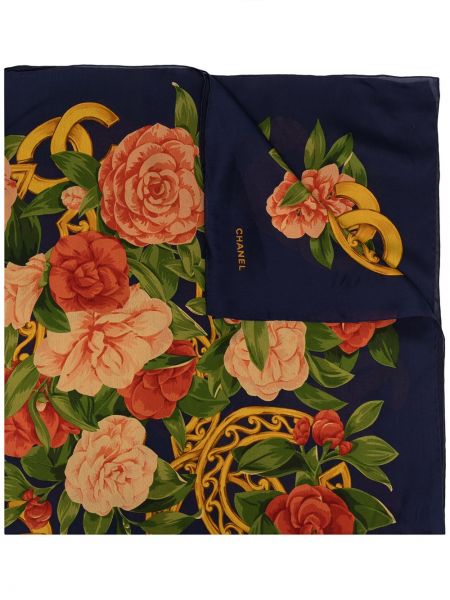 Pañuelo de flores con estampado Chanel Pre-owned azul
