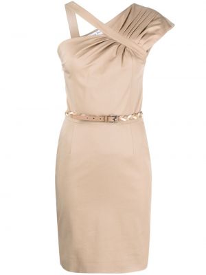 Pliszírozott ruha Christian Dior bézs