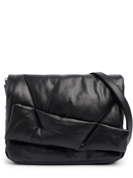 Prošívaná kožená taška přes rameno Yohji Yamamoto černá