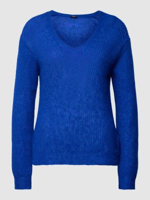 Dzianinowy sweter z dekoltem w serek Joop! niebieski