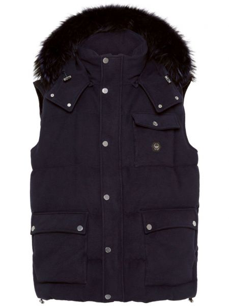 Gilet en fourrure en fourrure à capuche Philipp Plein bleu