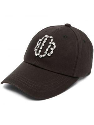 Medvilninis kepurė su snapeliu su kristalais Maje juoda