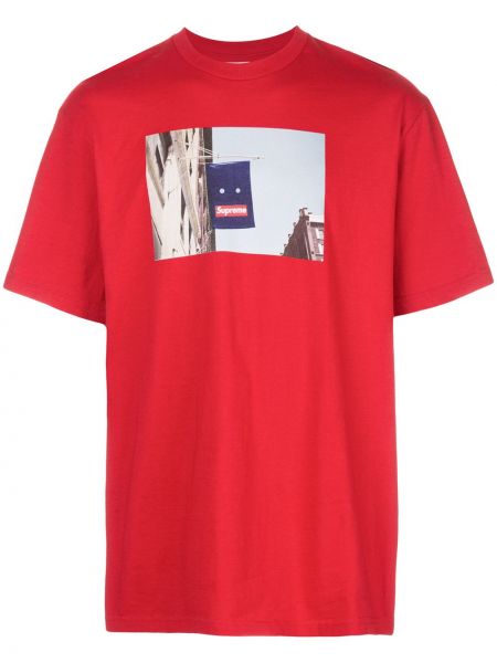 T-krekls ar apdruku Supreme sarkans