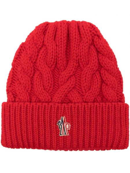 Bonnet en laine avec applique Moncler Grenoble rouge