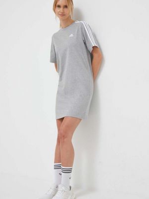 Pamučna mini haljina oversized Adidas siva