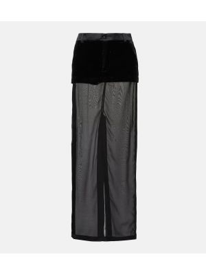 Maxi φούστα από διχτυωτό Didu μαύρο