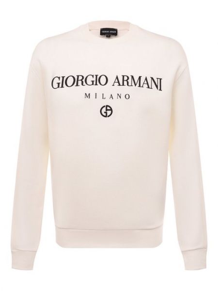 Хлопковый свитшот Giorgio Armani белый