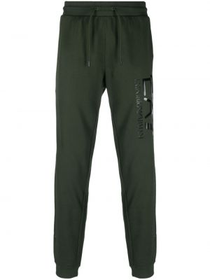 Pantaloni sport din bumbac cu imagine Ea7 Emporio Armani verde