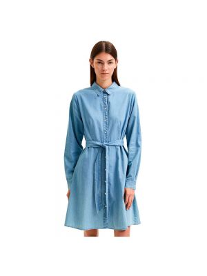 Платье мини с длинным рукавом Selected синее