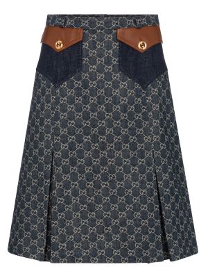 Bavlněné kožená sukně Gucci - modrá
