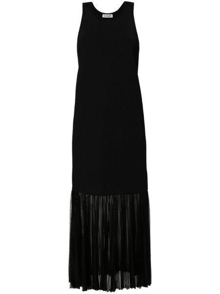 Robe longue en tricot plissé Jil Sander noir