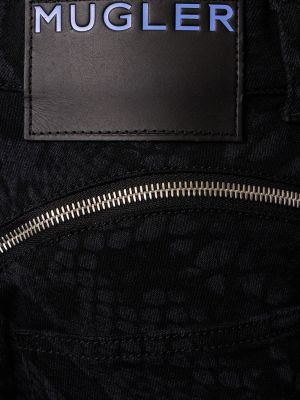 Džínsy s vysokým pásom na zips so vzorom hadej kože Mugler čierna