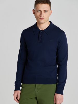 Pamut pulóver Gant kék