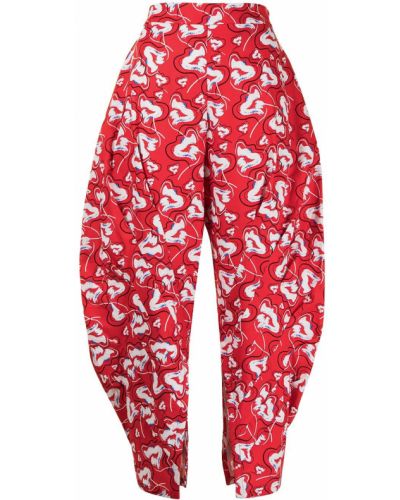 Pantalones ajustados con estampado geométrico Mehtap Elaidi rojo