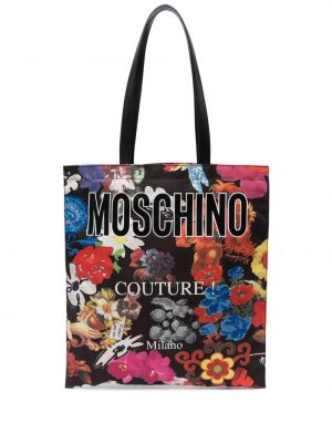 Geantă shopper cu model floral cu imagine Moschino negru