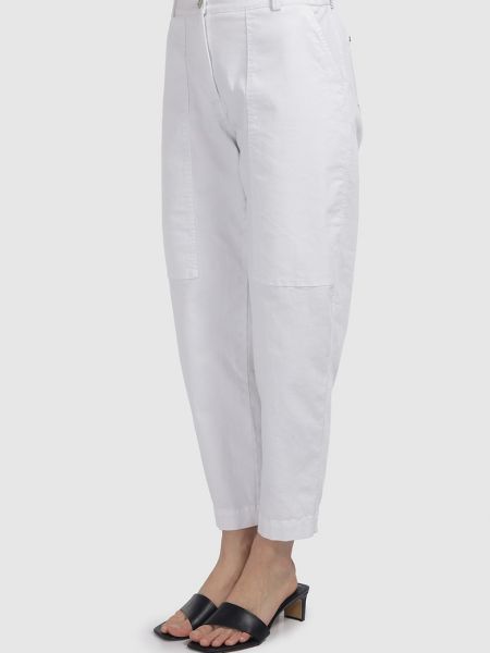 Хлопковые брюки из модала с карманами Helmidge белые
